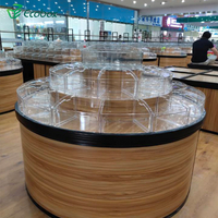 GMG-006 ECOBOX Supermarché en bois Tablette d'affichage ronde en métal stable pour magasins